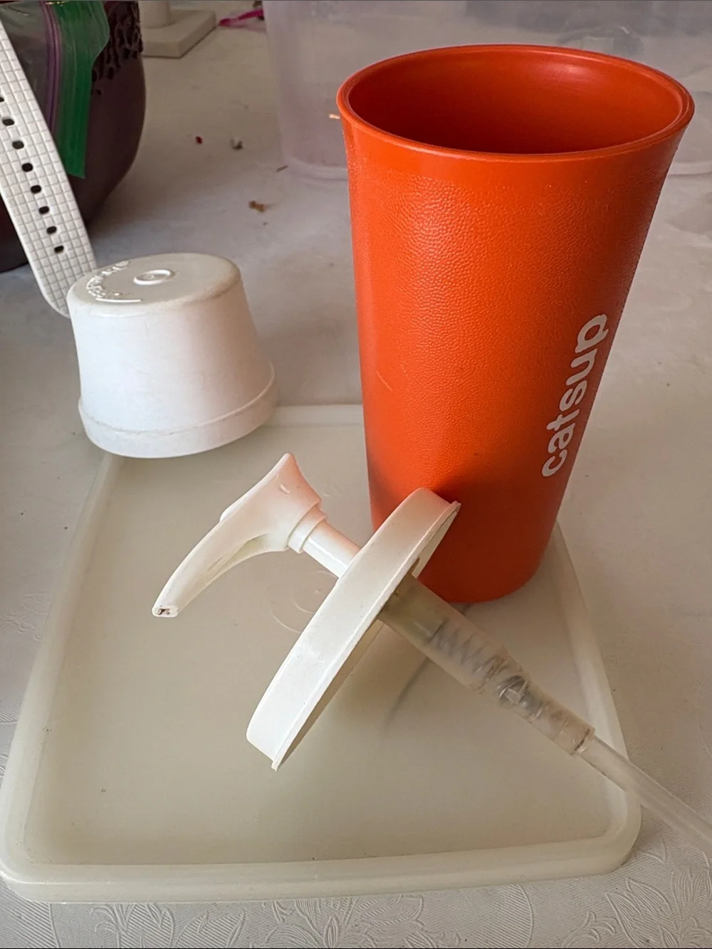 Vintage Tupperware Sandwich box and Ketchup Pump Container